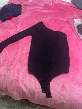 Free People Girls One-Shoulder Black Bodysuit